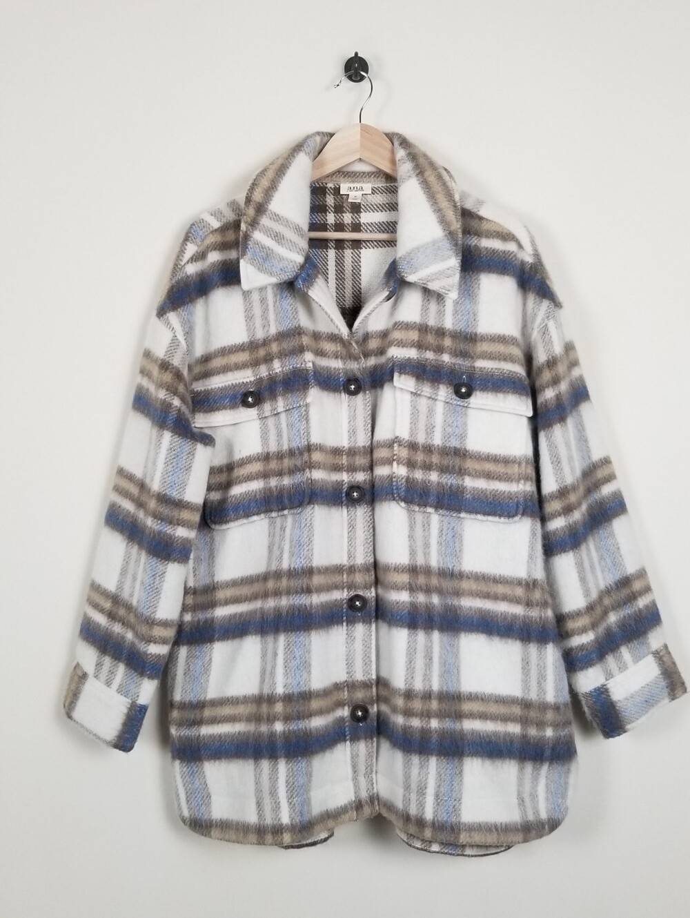 a.n.a. Plaid Wool Blend Jacket Size XL